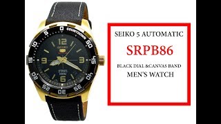 SEIKO 5 SRPB86 BLACK DIAL amp CANVAS BAND MENS WATCH for sale [upl. by Dnalevets]