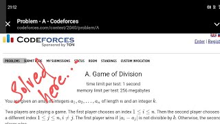 A Game of Division solution code  Codeforces Round 992Div2codeforces [upl. by Oakleil]