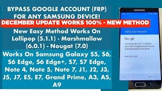 EASY STEPS Bypass  Remove Google Account FRP For Any Samsung Galaxy Device  December Update [upl. by Kentiga]