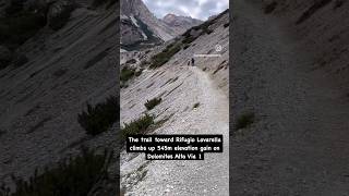 The trail toward Rifugio Lavarella climbs up 545m elevation gain on Dolomites Alta Via 1 [upl. by Nihs]