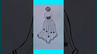 easy pencil art shading girl drawing black nd white unique creative gown drawingkidsvideo ♥️ [upl. by Otsirave]