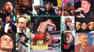 Fighters LIVE REACTION to Ilia Topuria KNOCKING OUT Max Holloway  Ilia Topuria vs Max Holloway [upl. by Orpha242]