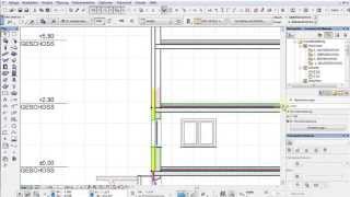 Archicad 17 test3 Türen und Schichten Fußbodenaufbau im Schnitt [upl. by Rawna203]