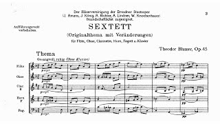 Theodore Blumer Sextet for Piano and Wind Quintet Op 45 1922 [upl. by Hsevahb]