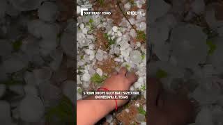 Hail pounded Needville Texas as strong storms moved through the area [upl. by Animor764]