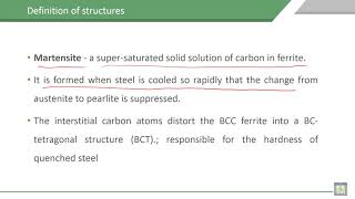 Material Science  1  C8L7  Definition of structures Cementite Martensite and Ledeburite [upl. by Claudine709]