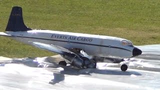 RC DC6 Crash after Landing Gear Strike on Runway Tarp [upl. by Jolene]