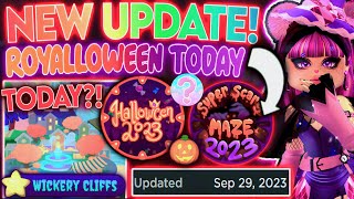 NEW HALLOWEEN ROYALE HIGH UPDATE ADDED NEW BADGES ROYALLOWEEN COMING TODAY ROBLOX Royale High Tea [upl. by Island877]