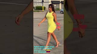 Venezuelan Model Glows in a Vibrant Yellow Ribbed Mini Dress 👗🔥 🇻🇪venezuela outfit fashion dress [upl. by Blackwell363]