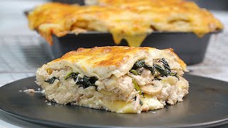 Creamy CHICKEN or TURKEY spinach and mushrooms lasagna [upl. by Houser338]