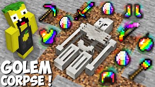 I found THE CORPSE OF A RAINBOW GOLEM in Minecraft  SECRET DEAD GOLEM [upl. by Ymorej172]