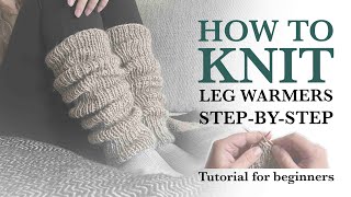 How to knit leg warmer step by step easy beginner Knitting tutorial Free Knitting pattern [upl. by Lazor64]