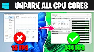 🔧Unapark All CPU Cores In Windows 1011  Best CPUSettings  2024 [upl. by Kyl]