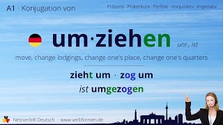 Konjugation Verb „umziehen“ unr ist  alle Zeitformen Lernvideo Tutorial [upl. by Akemat]