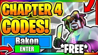 ALL NEW SECRET OP WORKING CODES 🔪CHAPTER 4 UPDATE🔪 Roblox Bakon [upl. by Natsirk937]