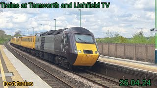 Trains at Tamworth and Lichfield TV260424 Test train with Class 43 [upl. by Nnylyma]