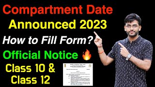 Compartment Exam Form 2023 CBSE  CBSE Compartment Exam Date 2023 Class 10 amp Class 12 [upl. by Sinylg]