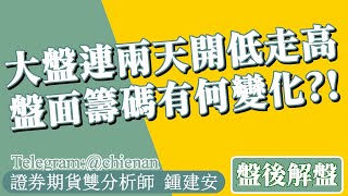 20240731【大盤連兩天開低走高 盤面籌碼有何變化】鍾建安盤後解盤 [upl. by Boor]