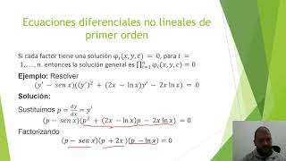 Ecuaciones diferenciales no lineales de primer orden caso i [upl. by Nicolina614]