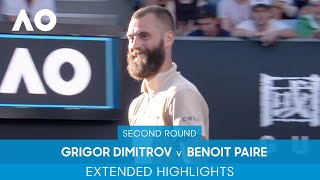 Grigor Dimitrov v Benoit Paire Extended Highlights 2R  Australian Open 2022 [upl. by Sibel]