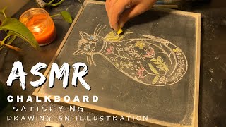 ASMR chalkboard drawing drawing an illustration satisfying no talking video [upl. by Lehctim]