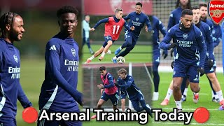 ✅Arsenal Training Today  Trossard Timber Saka Sterling STORMS Arsenal First Team Training Today [upl. by Dlareme]