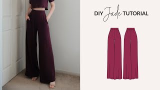 DIY Knit Wide Leg Loungewear Pants  Sewing Pattern [upl. by Wye430]