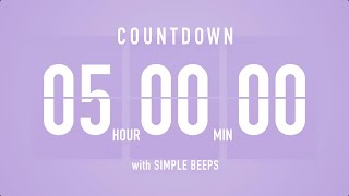 5 Hours Countdown Flip Clock Timer  Simple Beeps 🫐 🔔 [upl. by January945]