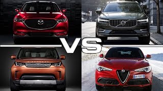 Mazda CX5 vs Volvo XC60 vs Land Rover Discovery vs Alfa Romeo Stelvio [upl. by Orpha]