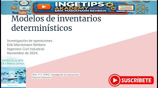 Modelos de inventarios determinístico Parte 1 Investigación de Operaciones [upl. by Emmott133]