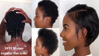 How To Wash Blow Dry  Straighten SUPER SHORT Natural Hair  Nia Hope [upl. by Bonns]