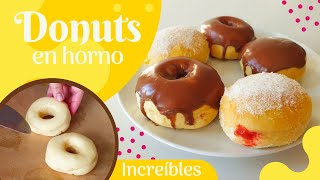 Como hacer DONUTS AL HORNO  Receta de DONAS HORNEADAS  GLASEADO DE CHOCOLATE  Berlines  Cookeri [upl. by Irvin]