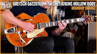 Gretsch G6120TGQM56 LTD Professional Chet Atkins Quilt Classic Hollow Body  Roundup Orange [upl. by Cirdes]