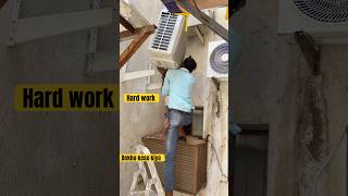 Hitachi outdoor installation work hard 😓 youtubeshorts copperpipeandfittings airconditioning [upl. by Tawsha]