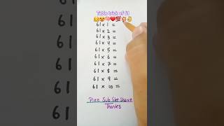 Multiplication table trick of 61💥🧠❤💯😍 maths multiplication table mathstricks shorts foryou [upl. by Nylirek]