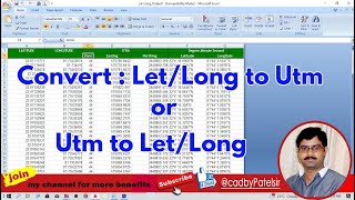 Convert Coordinate From LatLong To UTM amp UTM To LatLong cadbypatelsir [upl. by Rybma]