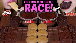 ASMR LEFTOVER DESSERT RACE NUTELLA MOUSSE CAKES CARAMEL MOCHI ICE CREAM DARK DOVE ICE CREAM 먹방 [upl. by Sacram]