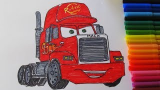 How To Draw A Cartoon Disney Pixar CARS 3 MACK 2017 Coloring for Boys Kids [upl. by Yssirhc258]