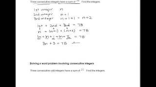 Solving a word problem involving consecutive integers [upl. by Ihcas414]