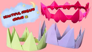 Beautiful origami crown 👑 ❤️🥰origami artcraft crown bestcraftidea [upl. by Yerffoej]