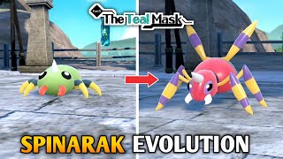 Spinarak Evolves Into Ariados Animation In Pokemon Scarlet amp Violet DLC  The Teal Mask [upl. by Ylak712]