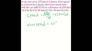 Car can cover 275km in 5hr its speed is reduced by 5kmh howmuch time will car to cover of 250 km [upl. by Stavros]