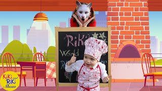 Kiki and Riki play Italian restaurant Funny video [upl. by Oinafipe]