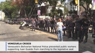 Police prevent Caracas march by Guaido supporters [upl. by Kayley]