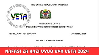 NAFASI ZA KAZI 239 VYUO VYA VETA TANZANIAAJIRA MPYA VETA 2024 [upl. by Rennob743]