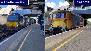 Class 68 on Nuclear amp Light Engine Class 73 Trains at Ashford International 11092024 [upl. by Ejrog914]