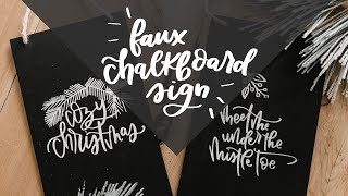 Hand Lettered DIY Faux Chalkboard Sign  Holiday SVG [upl. by Naux]