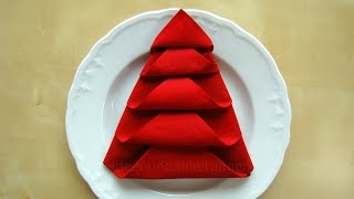 Servietten falten Weihnachten  Tanne  Tischdeko Weihnachten  Origami mit Servietten  DIY [upl. by Sitof]