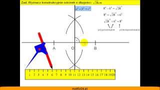 Konstrukcja odcinka o długości pierwiastek z dwudziestu ośmiu centymetrów  Matfiz24pl [upl. by Chivers]