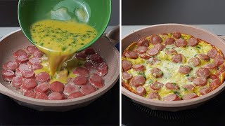 Sausage and egg can make this super delicious snacks  Cheesy sausage omelette  Yummy [upl. by Nerret309]